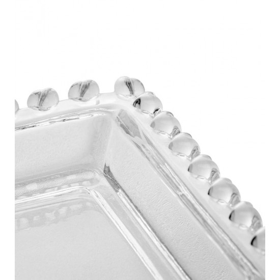 Travessa 29,8x13x2,5cm Retangular De Cristal Ecológico Coração